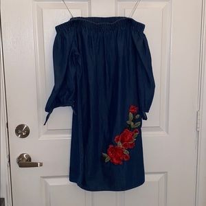 Off the should chambray dress